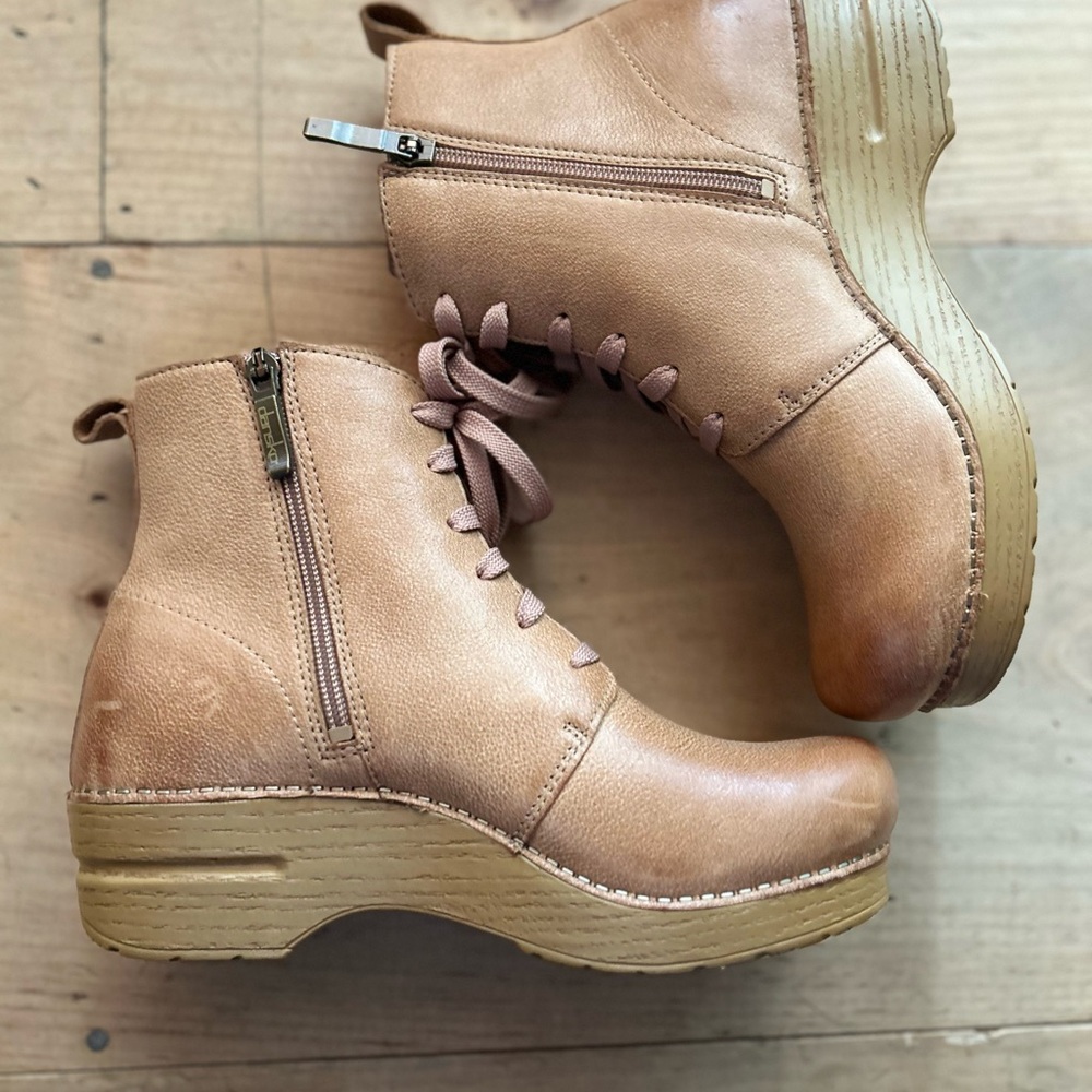 Dansko Light Brown Lace Up Boots